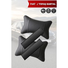 Automod Fiat  Tofas Kartal Uyumlu Koltuk Yastık Set Lüks Deri Kemer Kılıfı 2şer Adet