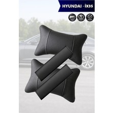 Automod Hyundai IX35 Uyumlu Lüks Deri 2şer Adet Koltuk Yastık Kemer Kılıfı Set