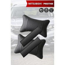 Automod Mitsubishi Prestige Uyumlu Kemer Kılıfı Lüks Deri Set 2şer Adet Koltuk Yastık
