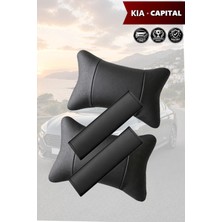 Automod Kia Capital Uyumlu 2şer Adet Lüks Deri Kemer Kılıfı Koltuk Yastık Set