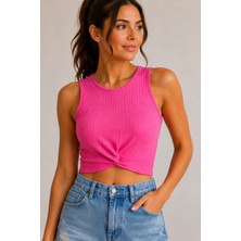 Mixxtrend Kadın Düğüm Detaylı Pembe Crop