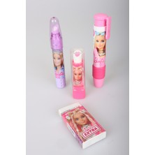 x Dekomus Lisanslı Barbie 4 Adet Silgi Seti Ruj Silgi,çevirmeli Roket Silgi,kare Silgi,roket Silgi,basmalı Silgi