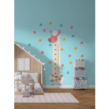 S Digital Sevimli Lama Figürlü Boy Ölçer Duvar Sticker – 33X118 cm Çocuk Odası Dekoru - Kendinden Yapışkanlı Mat Pvc Folyo