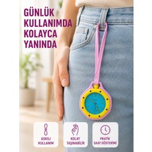Mey İthalat Askılı Analog Taşınabilir Saat Çanta Charmı Günlük Aksesuar Pembe