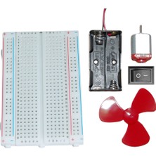 Atölye Elektronik Fen Deney Seti - Breadboard + Pil Kutusu + Dc Motor + Pervane + Anahtar