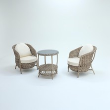 Conjunto Rattan Dedikodu Balkon Bahçe Takımı | 2+1