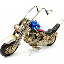 Vintage Metal Chopper Motosiklet Dekoru 40 cm – El Yapımı Eskitme Retro Motor Biblosu – Metal