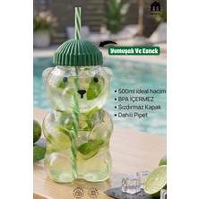 Muf Home Bear 500 ml Ayıcık Figürlü Pipetli Soğuk Içecek Bardağı, Kokteyl ve Soğuk Kahve Bardağı Bpa Içermez