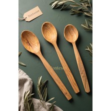 Zeytin Ağacı Ahşap Tahta Kaşık Spatula Seti (Zeytin Ağacı) Ağaç Kaşık 3 Parça MNT-087