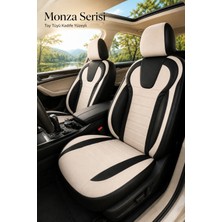 Trobus Peugeot 208 2012+ Uyumlu Monza Serisi Tay Tüyü Bej Siyah Oto Koltuk Kılıfı