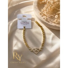 Ry Collections Zirkon Taş Detaylı Kelebek ve Kalp Figürleri Bulunan, Altın Kaplama Xuping