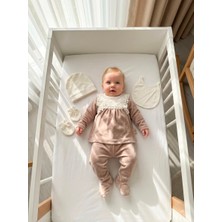 Bebila Baby Kız Bebek Mevlütlük Kadife Kışlık Dantel'li Hastane Çıkışı 5' Li Set Yenidoğan Resim Çekimi ZK5016