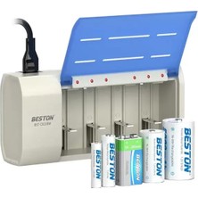 Uravas Store Beston BST-C821BW (AA-AAA-C-D-9V-SC) Universal Pil Şarj Cihazı Tüm Boylar Için Kullanılabilir