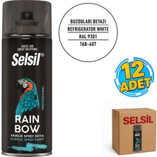 Selsil Arge Toptan Rainbow Akrilik Sprey Boya 400 ml Buzdolabı Beyazı Ral 9301 12 Adet