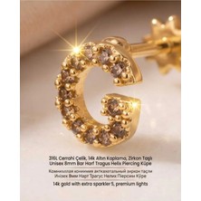 Begonia Accessories 316L Cerrahi Çelik Altın Kaplama Kararmaz Alerji Yapmaz Zirkon Taş Figür Unisex Tragus Helix Küpe PIERCING-238B-13