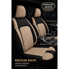 Trobus Tofaş Kuş 1993+ Uyumlu Monaco Serisi Deri Bej Siyah Oto Koltuk Kılıfı