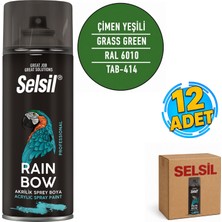 Selsil Arge Toptan Rainbow Akrilik Sprey Boya  400 ml Çimen Yeşili Ral 6010 12 Adet