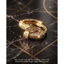 Begonia Accessories 316L Cerrahi Çelik Altın Kaplama Kararmaz Alerji Yapmaz Zirkon Taş Figür Unisex Tragus Helix Küpe PIERCING-238A-24