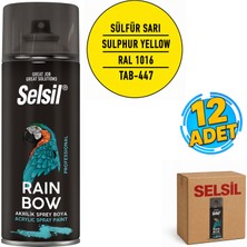 Selsil Arge Toptan Rainbow Akrilik Sprey Boya 400 ml Sülfür Sarı Ral 1016 12 Adet