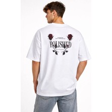 Tarz Yeri Erkek Kısa Kol Yazlık Tişört Bisiklet Yaka Baskılı Oversize T-Shirt - Beyaz