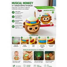 BURADABULDUN Musical Monkey 5 I 1 Arada Işıklı Müzikli Hareketli Gözlü Bebek Oyuncağı 0+ Ay