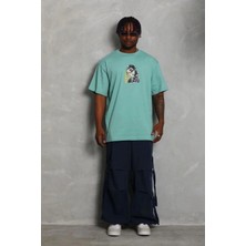 Tarz Yeri Erkek Baskılı T-Shirt Kısa Kol Bisiklet Yaka Regular Fit Tişört - Mint Yeşili