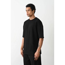 Tarz Yeri Erkek Tişört Düz Basic Penye Yazlık Bisiklet Yaka Kısa Kol T-Shirt - Siyah