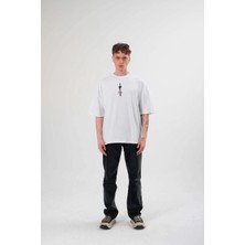 Tarz Yeri Erkek Baskılı T-Shirt Kısa Kol Bisiklet Yaka Regular Fit Rahat Kalıp Günlük Tişört - Beyaz