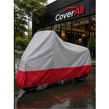 Coverall Kuba Razore 100 (Gri-Kırmızı Parç.)Motosiklet Brandası,su Geçirmez (Çantalı Motor)