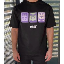 Tarz Yeri Erkek Bisiklet Yaka Baskılı Oversize Kısa Kol T-Shirt - Siyah