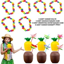 Belle Fusion Mey Ithalat® Tropikal Hawaii Parti Malzemeleri - Kolye, Pipet, Bardak Seti