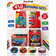 BURADABULDUN Fatih 4 Lü Boyama Seti 12 Li Sulu Boya Pastel Boya Keçeli Kalem Kuru Boya