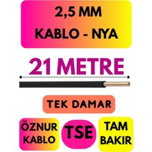Öznur 2,5 mm Nya Enerji Kablosu, 21 Metre, Siyah