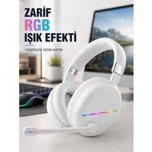 Değirmen Grup Bluetooth 5.0 Beyaz Kulak Üstü Kablosuz Kulaklık Mikrofonlu Rgb Aydınlatmalı - Lisinya