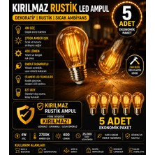 Novo 5 Adet Kırılmaz Rustik LED Ampul 4W 2700K Amber Işık 400 Lümen E27 Dekoratif Filament Ampul Otantik Cafe Restoran Ev Aydınlatma,dekoratif Vintage Edison Glop Ampul 220V,