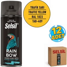 Selsil Arge Toptan Rainbow Akrilik Sprey Boya 400 ml Trafik Sarı Ral 1023 12 Adet