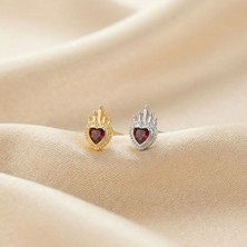 Red Glame - Zirkon Taşlı Tragus Helix Lobe Conch Rook Cerrahi Çelik Piercing Arkası Toplu