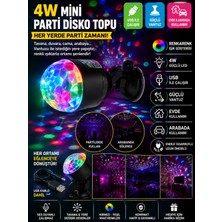 Novo 4W Mini USB Disko Topu Renkli Rgb LED Partilambası, Araba & Ev IÇIN360° Dönen Renkli LED Disko Ampulü -Standart Duy, Gece Kulübü & Pavyon Efektli Parti Lambası