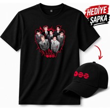 BarsDepo Bts Baskılı Tişört, Premıum Kalite Unisex Çocuk / Yetişkin (Şapka Hedıyelı)