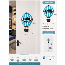 Pongee Balon Temalı Isme Özel Ahşap Çocuk Odası Kapı Süsü - Lazer Kesim 3D Katmanlı Bebek Oda Levhası & Doğum Hediyesi Bebek ve Çocuk Oda Levhası 43X21 cm