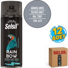 Selsil Arge Toptan Rainbow Akrilik Sprey Boya 400 ml Gümüş Grisi Ral 7001 12 Adet