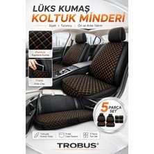 Trobus Renault Kangoo Uyumlu 3 Parça Kapitone Kumaş Minder Siyah Turuncu