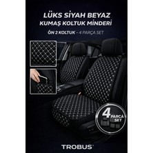 Trobus Bmw 1 Serisi 2004 ve Sonrası Uyumlu 3 Parça Deri Oturak Oto Koltuk Minderi Terletmez Siyah - Beyaz