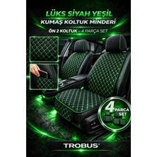 Trobus Geely Emgrand 2010-2012 Uyumlu Kapitone Kumaş 3 Parça Oto Koltuk Minderi Terletmez Siyah - Yeşil