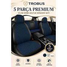 Trobus Renault Master 2011 Uyumlu 5 Parça Terletmez Kumaş Koltuk Minderi Siyah - Mavi