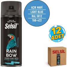 Selsil Arge Toptan Rainbow Akrilik Sprey Boya 400ML Açık Mavi Ral 5012 12 Adet