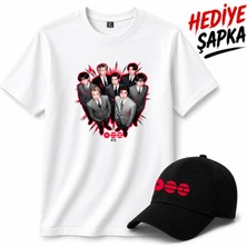 BarsDepo Bts Baskılı Tişört, Premıum Kalite Unisex Çocuk / Yetişkin (Şapka Hedıyelı)