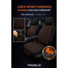 Trobus Hyundai Accent Blue 2011 ve Sonrası Uyumlu 3 Parça Deri Oturak Oto Koltuk Minderi Siyah - Turuncu