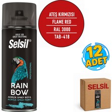 Selsil Arge Toptan Rainbow Akrilik Sprey Boya 400 ml Ateş Kırmızısı Ral 3000 12 Adet