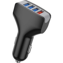 Başkenttekno Hızlı Şarj Adaptörü 4 Port Çift USB Araç Çakmaklık Şarj C20